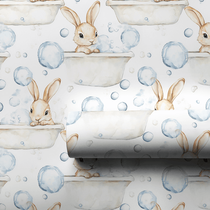 Bubble Bath Bunny Time - Wrapping Paper - Aspen & Arlo
