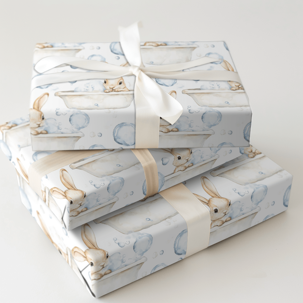 Bubble Bath Bunny Time - Wrapping Paper - Aspen & Arlo