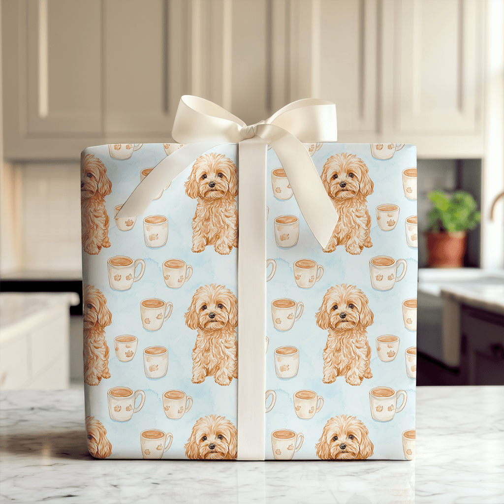 Coffee Day with the Cavapoo - Wrapping Paper - Aspen & Arlo