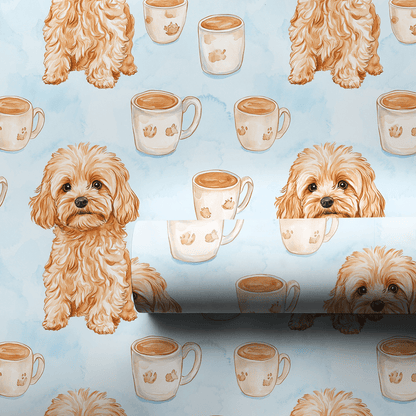 Coffee Day with the Cavapoo - Wrapping Paper - Aspen & Arlo