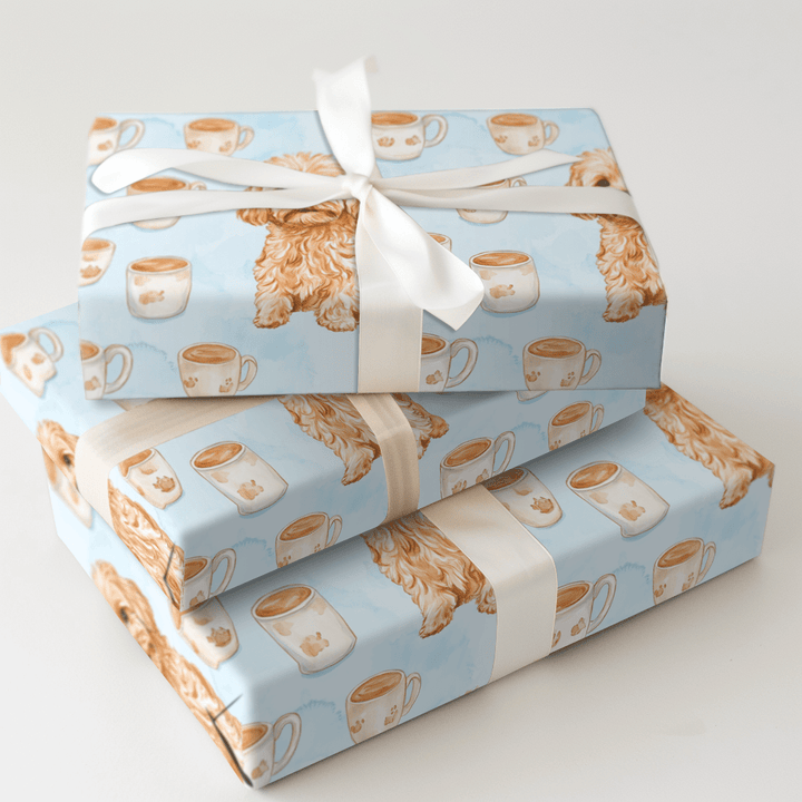 Coffee Day with the Cavapoo - Wrapping Paper - Aspen & Arlo