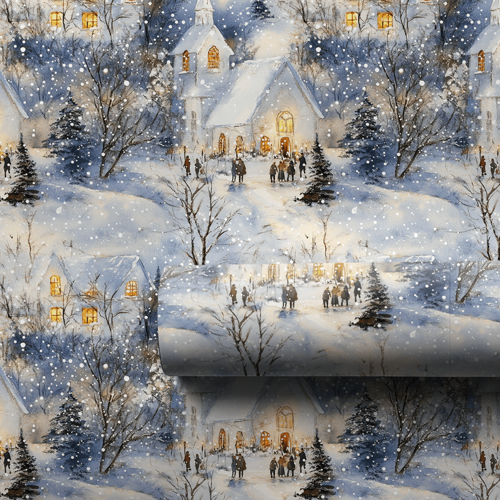 Snowy Chapel Cheer - Wrapping Paper - Aspen & Arlo