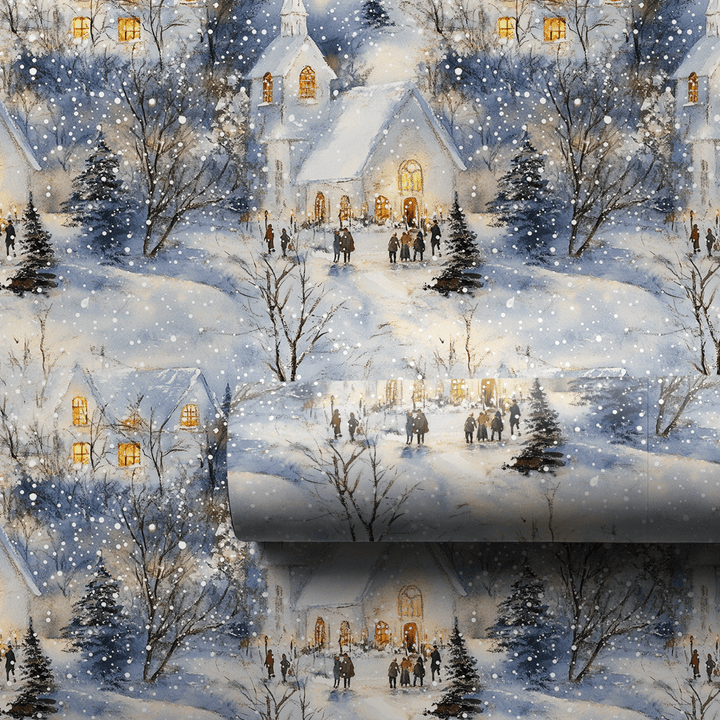 Snowy Chapel Cheer - Wrapping Paper - Aspen & Arlo