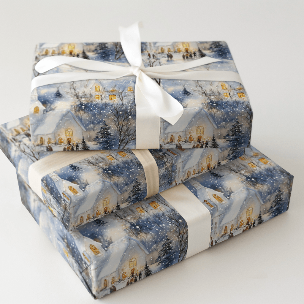 Snowy Chapel Cheer - Wrapping Paper - Aspen & Arlo