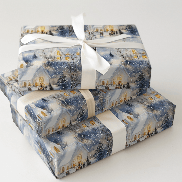 Snowy Chapel Cheer - Wrapping Paper - Aspen & Arlo