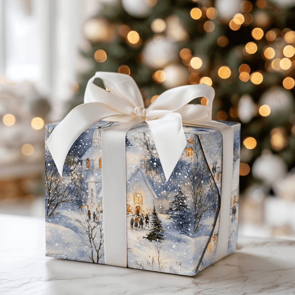 Snowy Chapel Cheer - Wrapping Paper - Aspen & Arlo