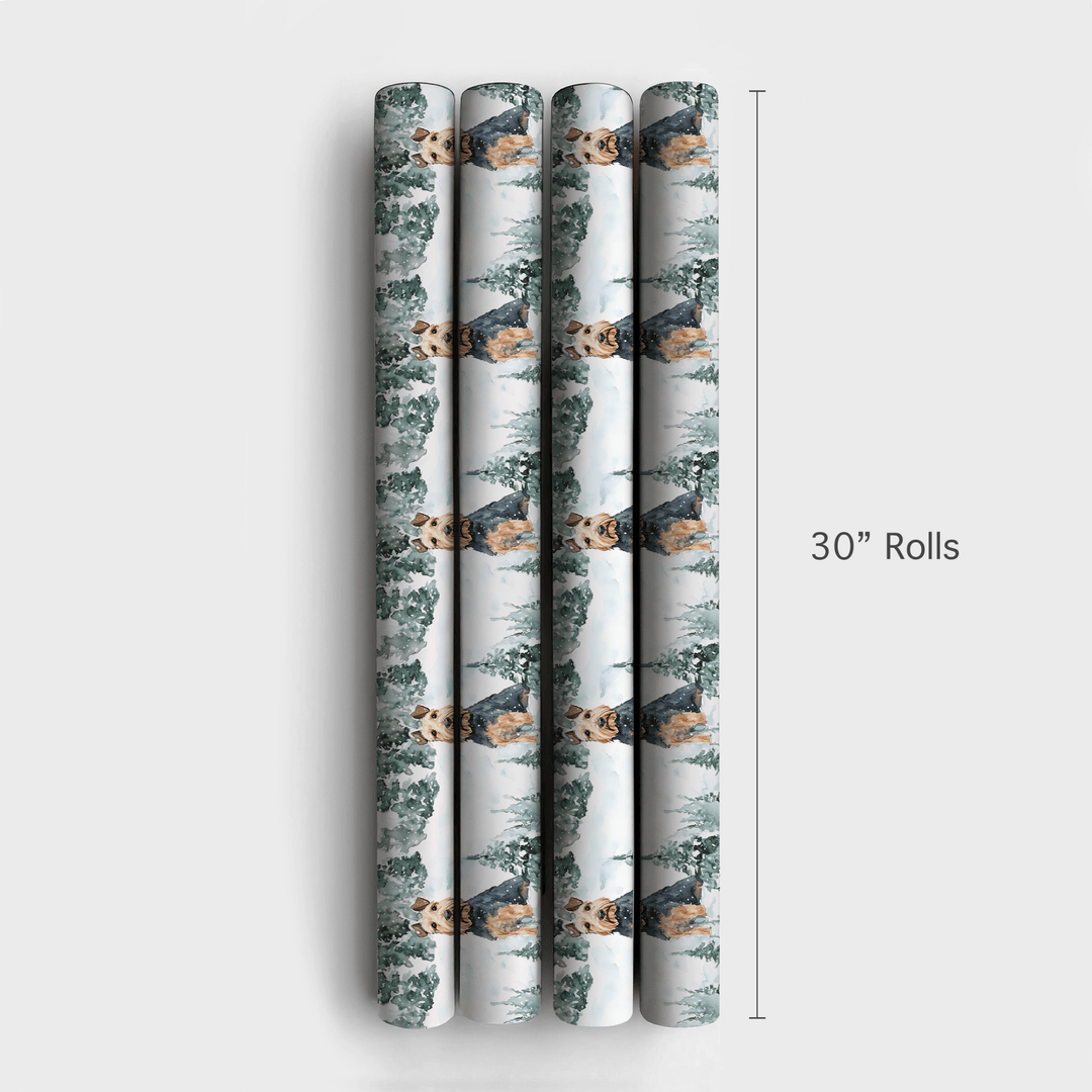 Snow Day for Airedale Terriers - Wrapping Paper - Aspen & Arlo