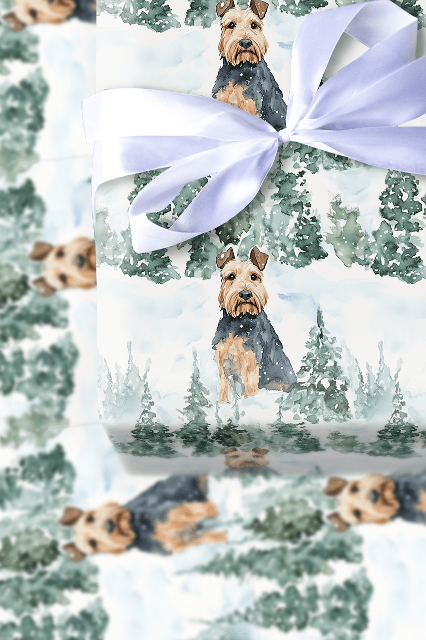 Snow Day for Airedale Terriers - Wrapping Paper - Aspen & Arlo