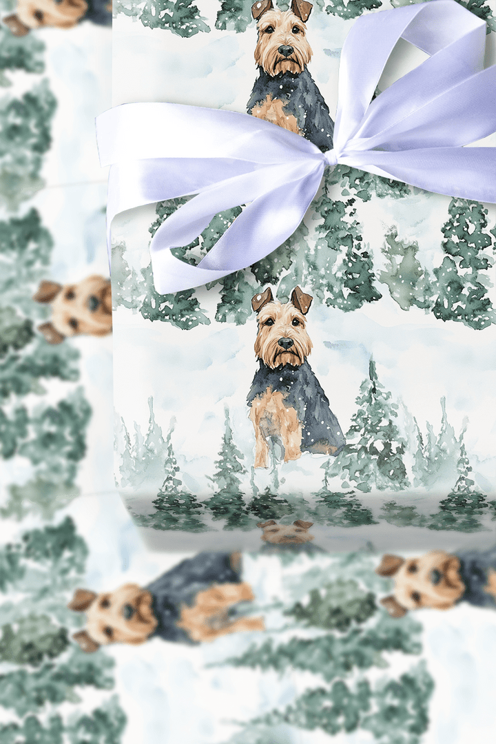 Snow Day for Airedale Terriers - Wrapping Paper - Aspen & Arlo