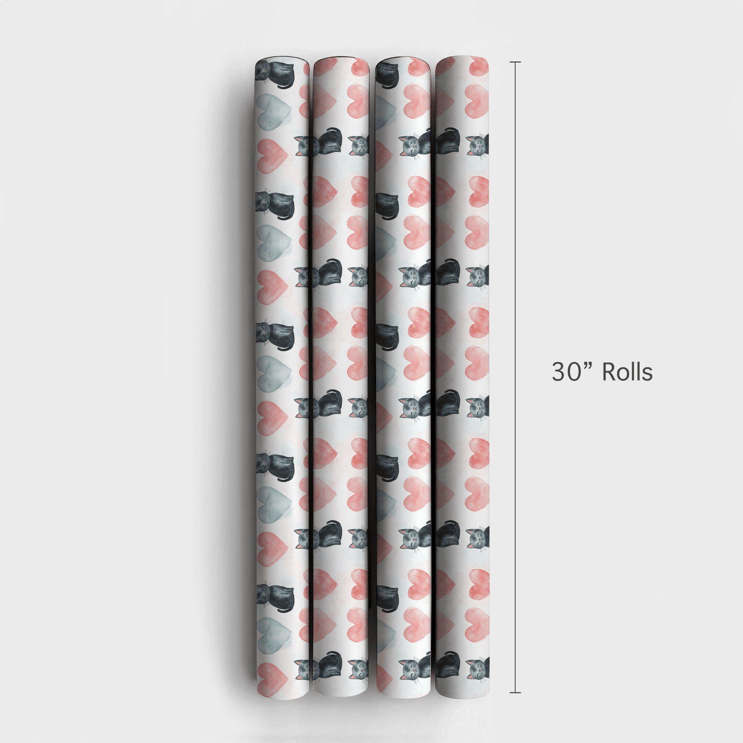 Black Cat Valentine - Wrapping Paper - Aspen & Arlo