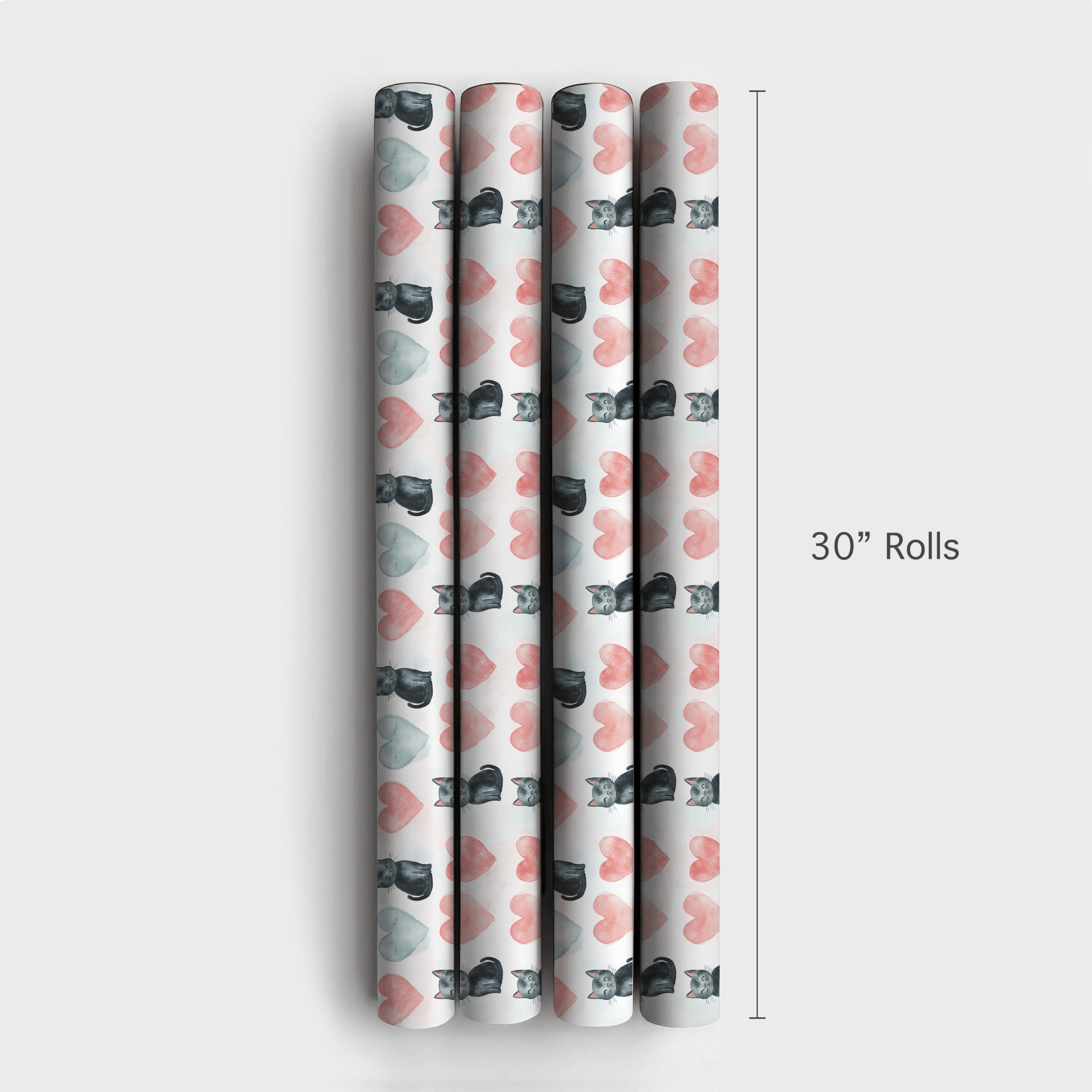 Black Cat Valentine - Wrapping Paper - Aspen & Arlo