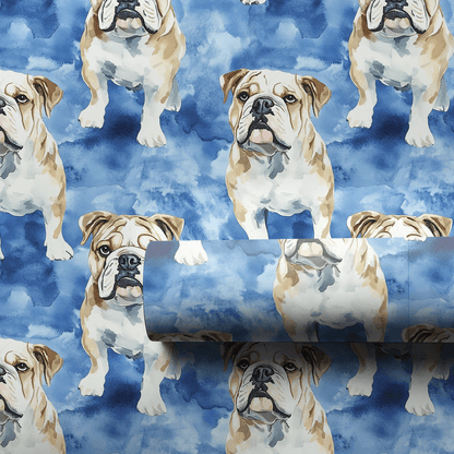 Bulldog Baby Blue - Wrapping Paper - Aspen & Arlo