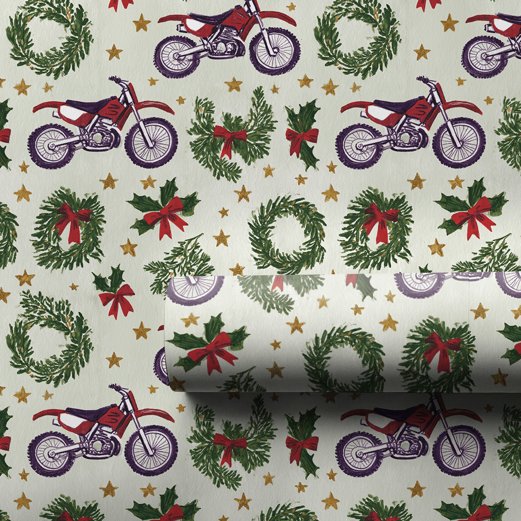 Wreath and Wheelie - Wrapping Paper - Aspen & Arlo