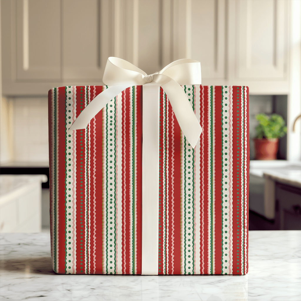 Trim the Tree Stripe - Wrapping Paper - Aspen & Arlo