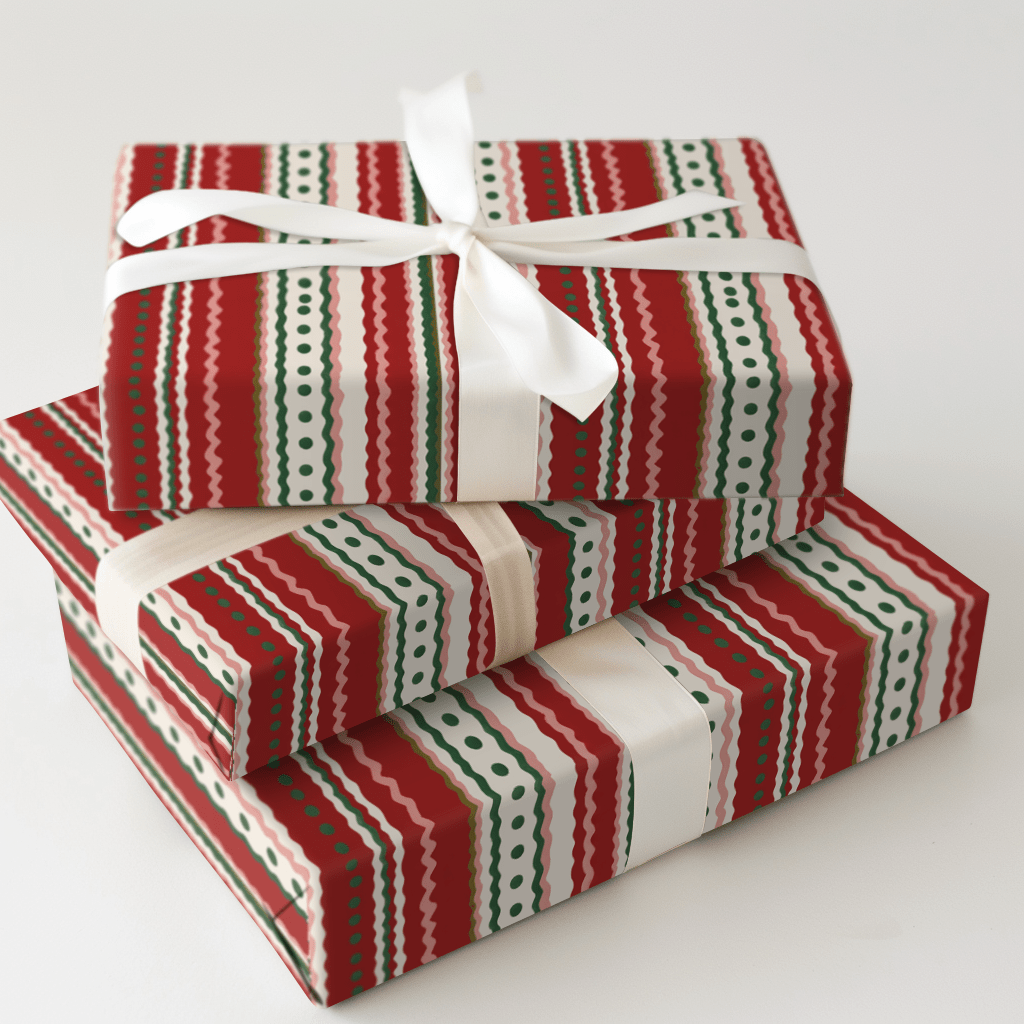 Trim the Tree Stripe - Wrapping Paper - Aspen & Arlo