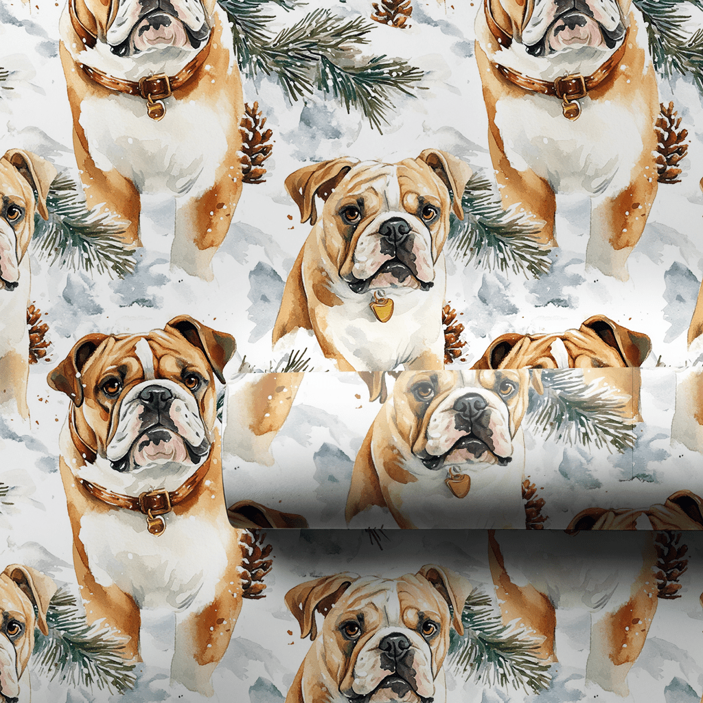 Frosted Bulldog - Wrapping Paper - Aspen & Arlo