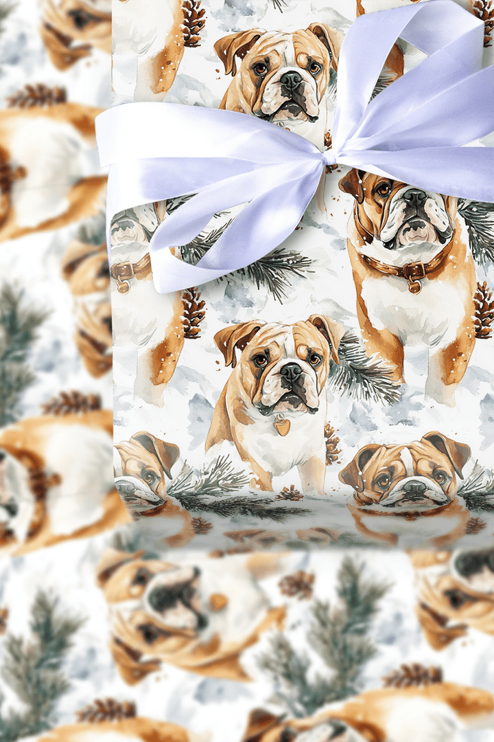 Frosted Bulldog - Wrapping Paper - Aspen & Arlo