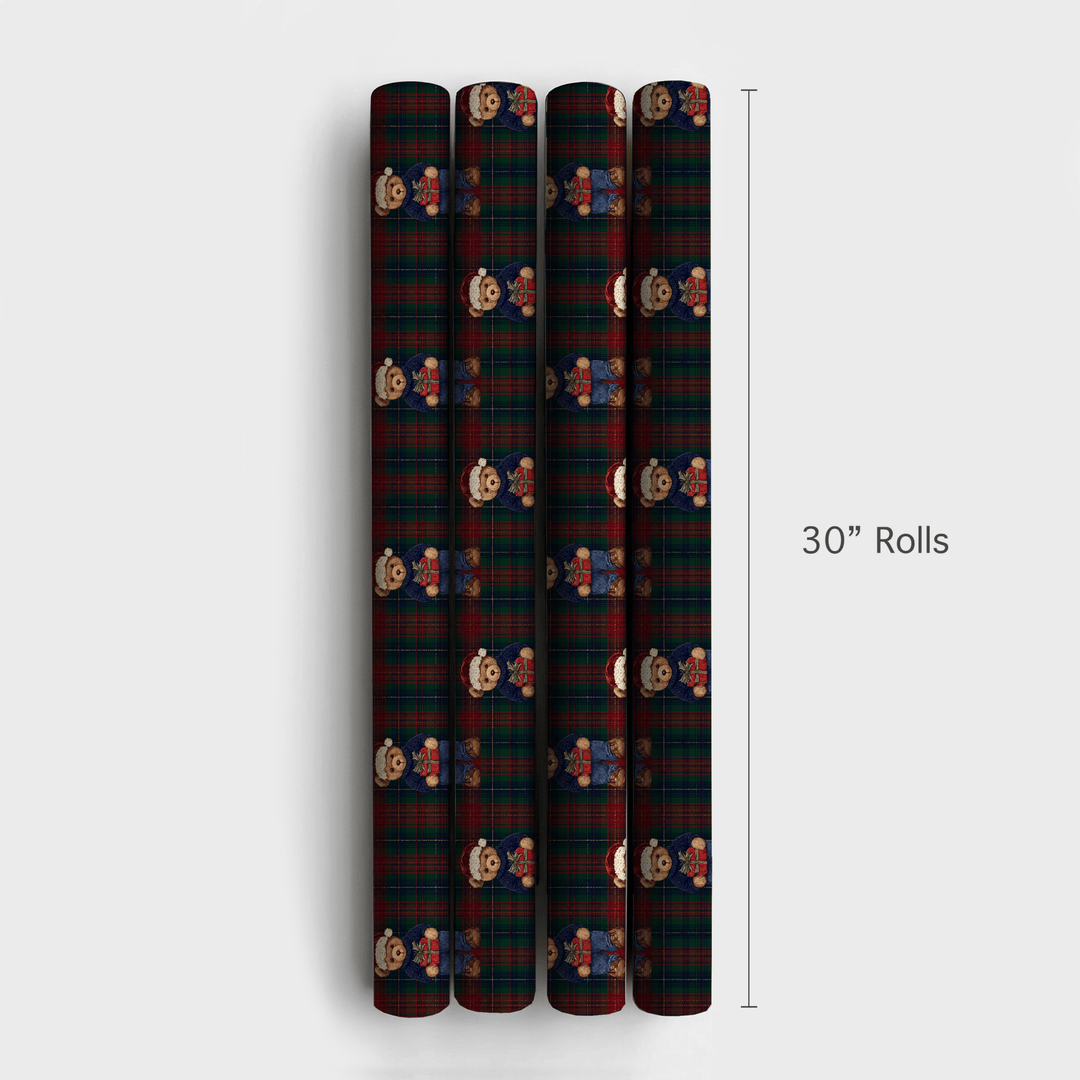Royal Tartan Santa Bear - Wrapping Paper - Aspen & Arlo