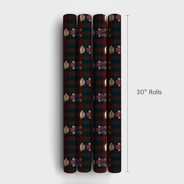 Royal Tartan Santa Bear - Wrapping Paper - Aspen & Arlo