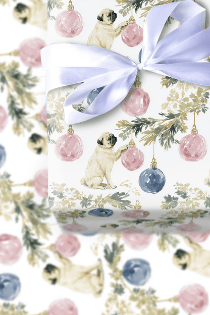 Festive Pug Life - Wrapping Paper - Aspen & Arlo