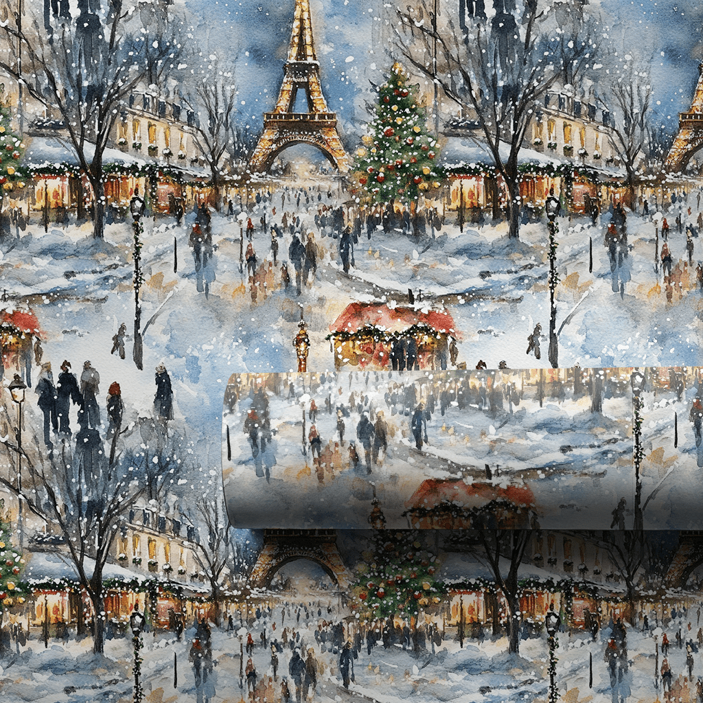 Paris Snow Celebration - Wrapping Paper - Aspen & Arlo