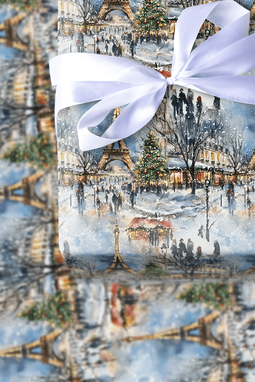 Paris Snow Celebration - Wrapping Paper - Aspen & Arlo