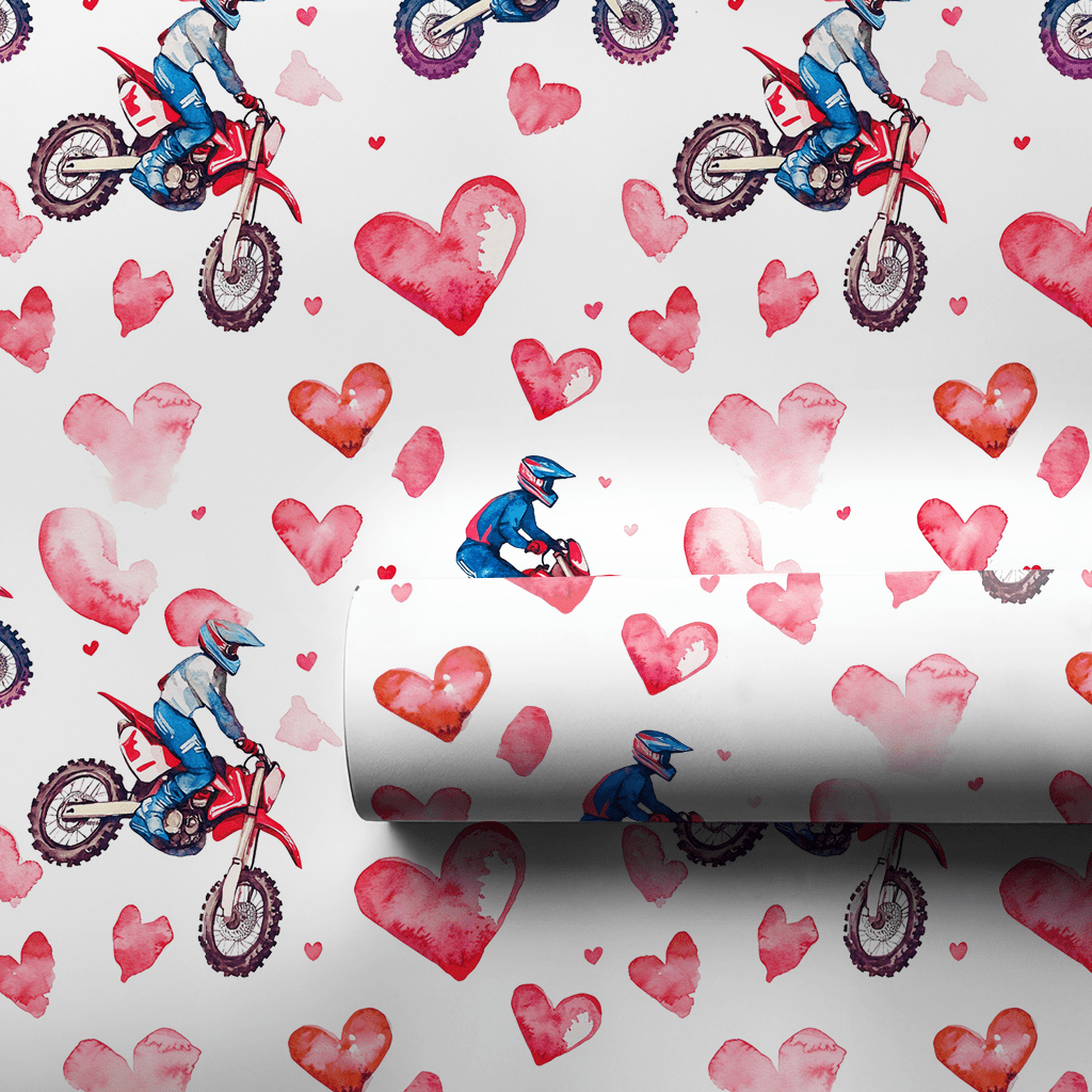 Two Wheels One Heart - Wrapping Paper - Aspen & Arlo