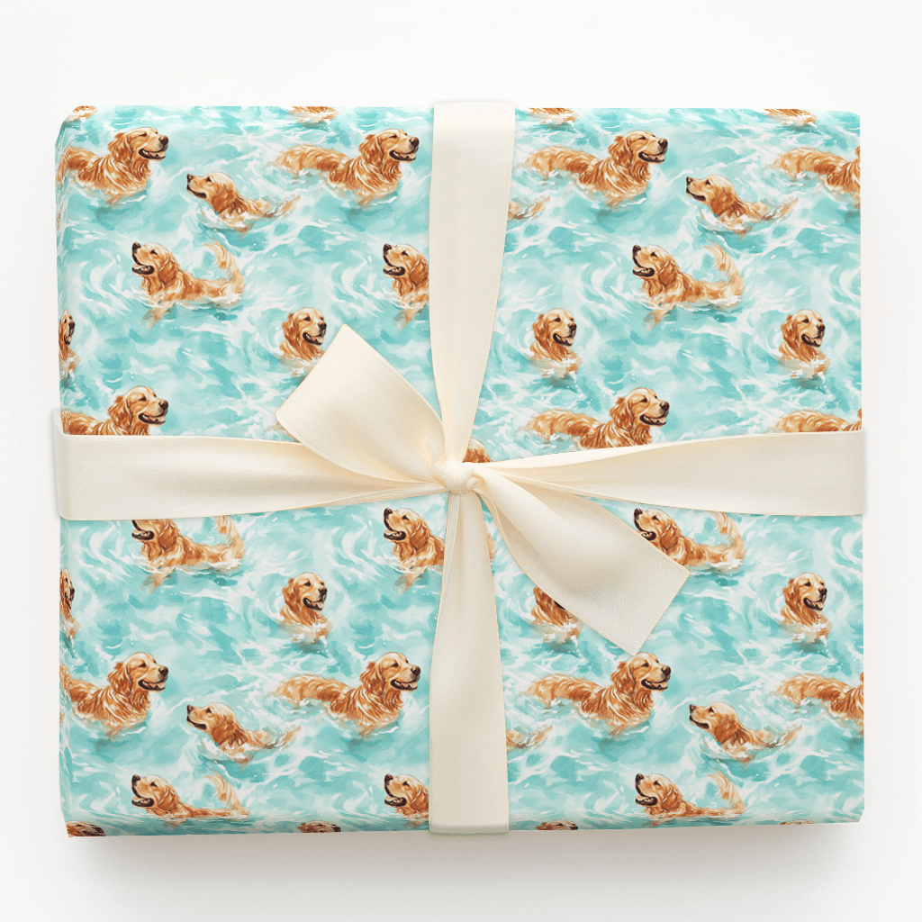 Pool Day with the Red Goldens - Wrapping Paper - Aspen & Arlo