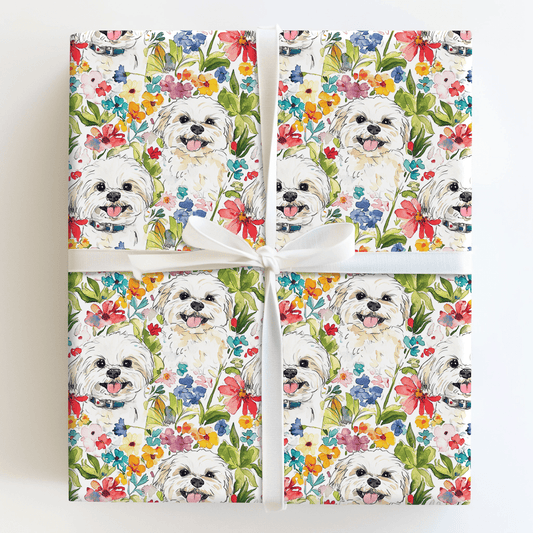 Garden with the Maltese - Wrapping Paper - Aspen & Arlo