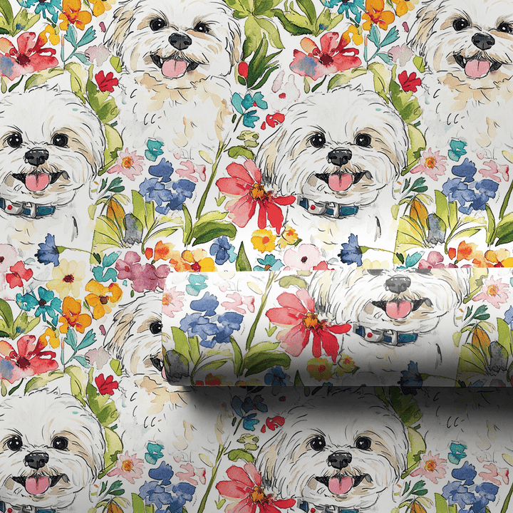 Garden with the Maltese - Wrapping Paper - Aspen & Arlo