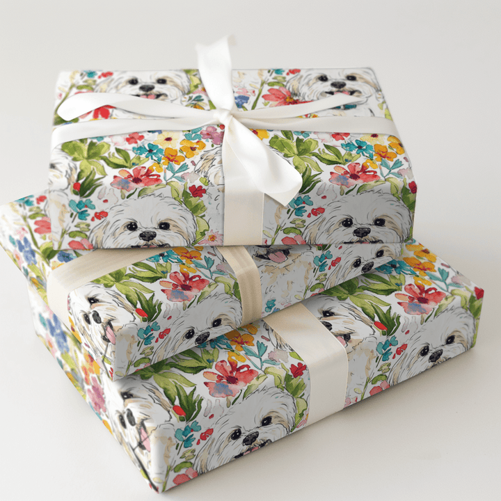 Garden with the Maltese - Wrapping Paper - Aspen & Arlo