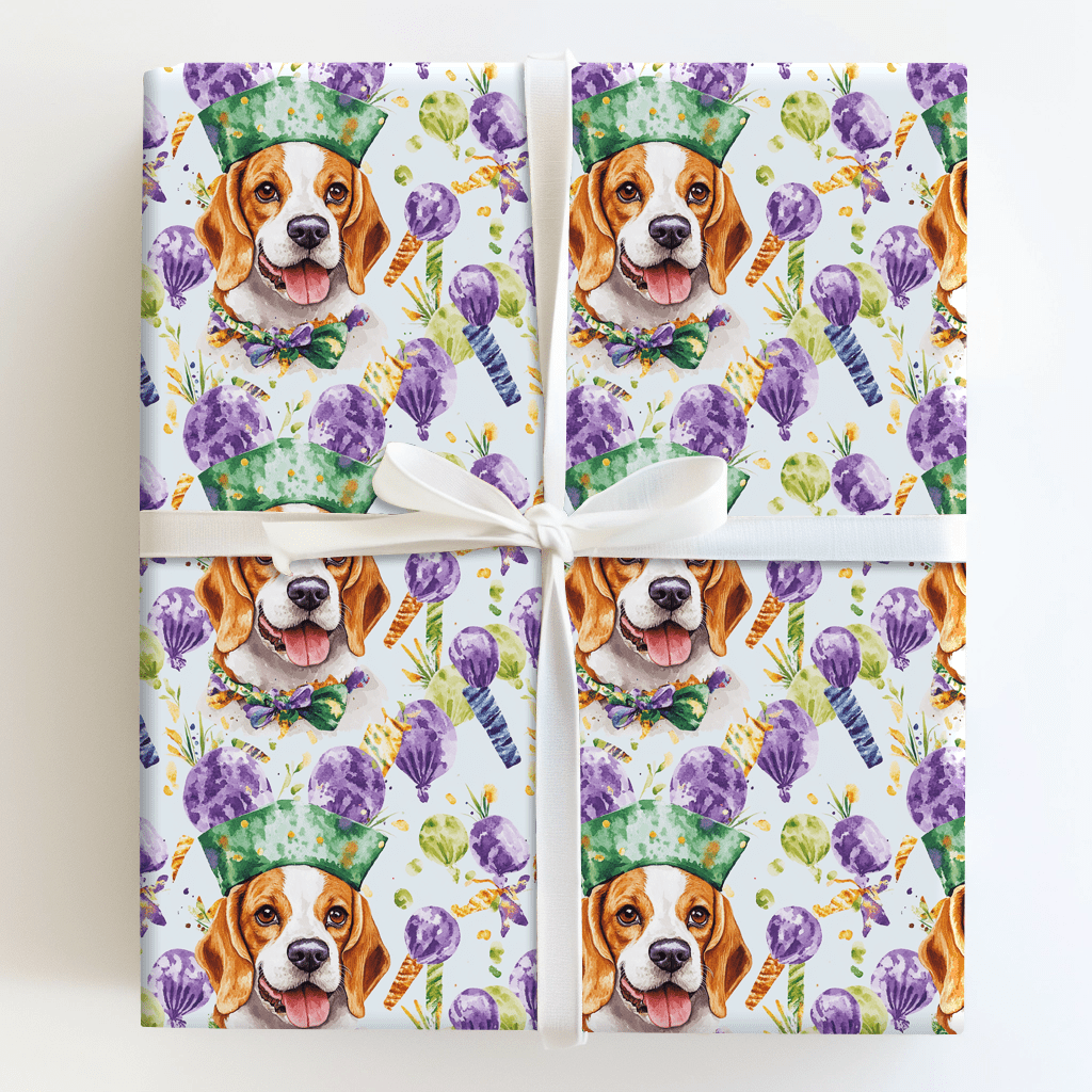 Mardi Gras Beagle - Wrapping Paper - Aspen & Arlo