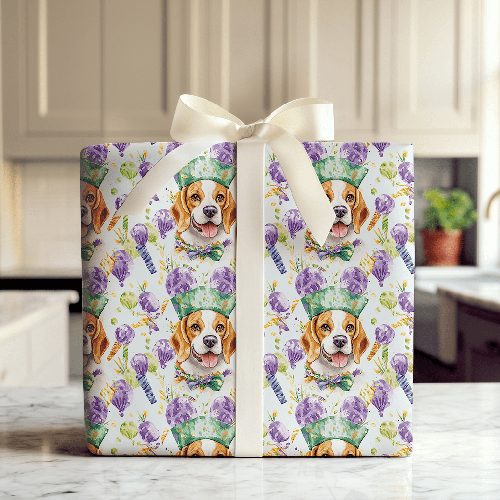 Mardi Gras Beagle - Wrapping Paper - Aspen & Arlo
