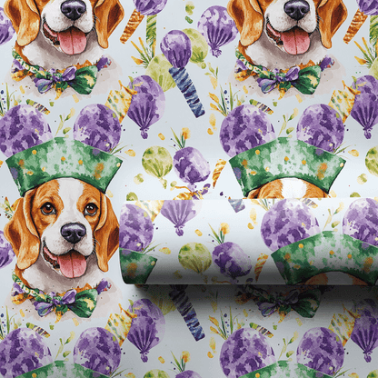 Mardi Gras Beagle - Wrapping Paper - Aspen & Arlo