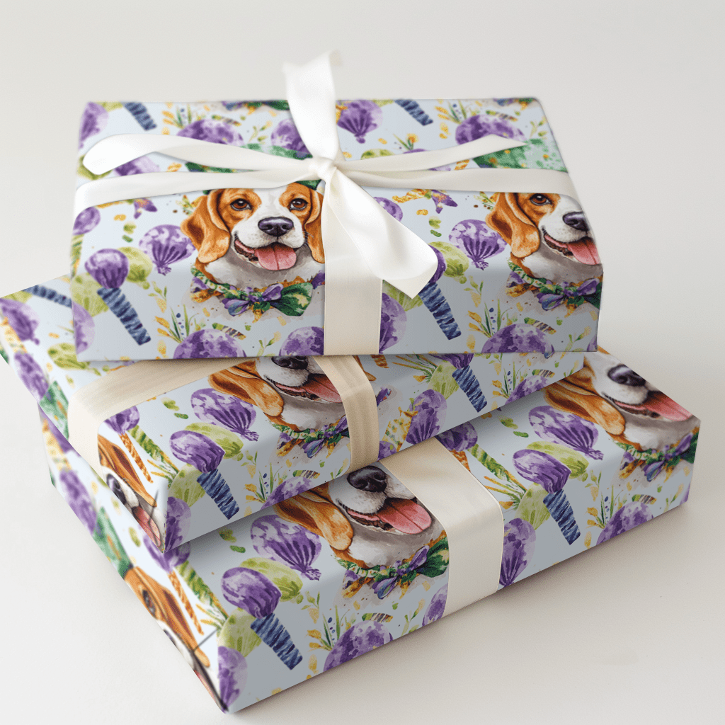 Mardi Gras Beagle - Wrapping Paper - Aspen & Arlo