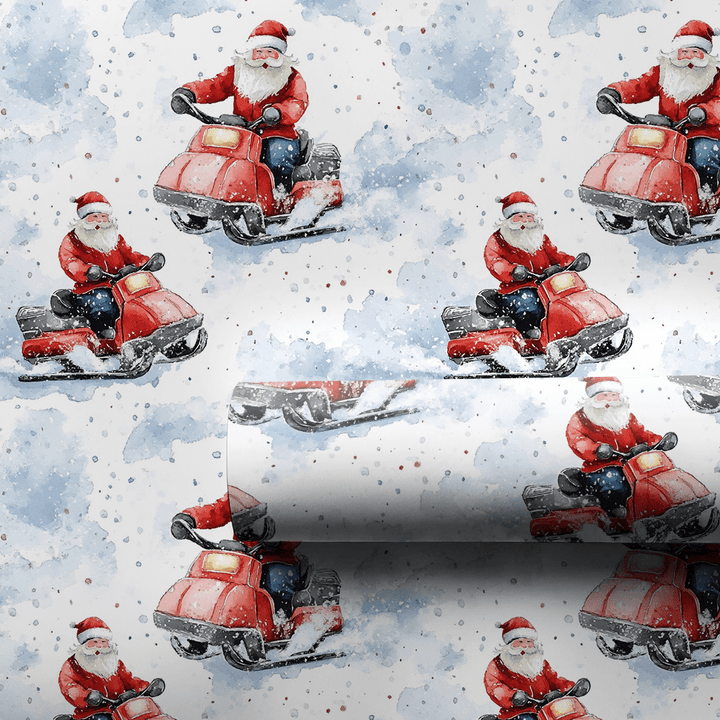 Tundra Trek Santa - Wrapping Paper - Aspen & Arlo