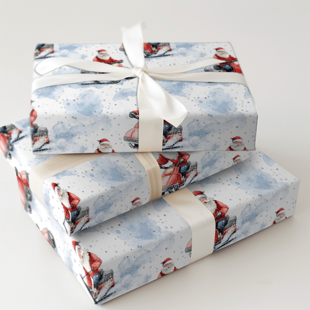 Tundra Trek Santa - Wrapping Paper - Aspen & Arlo