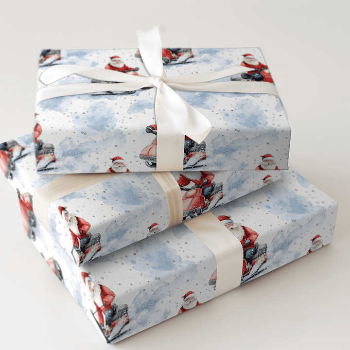 Tundra Trek Santa - Wrapping Paper - Aspen & Arlo