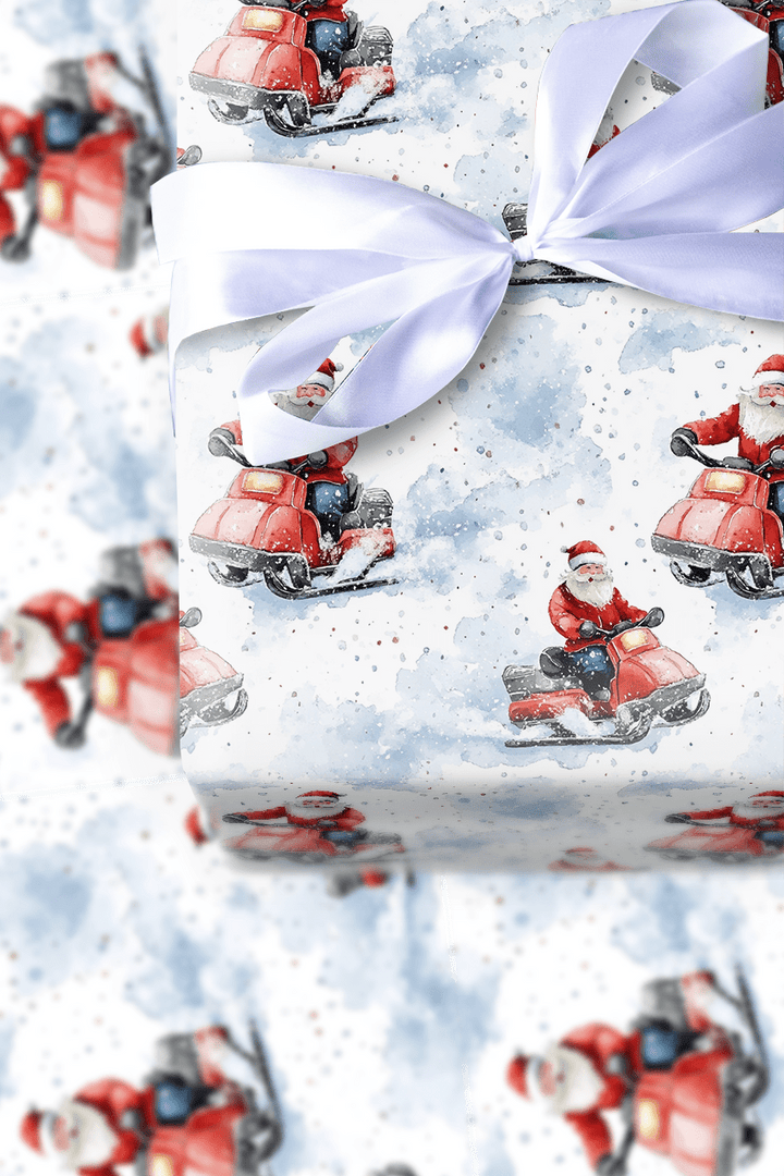 Tundra Trek Santa - Wrapping Paper - Aspen & Arlo