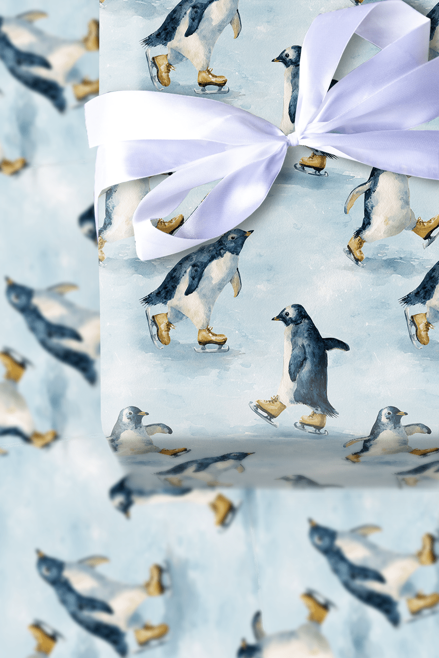 Penguin Pirouette - Wrapping Paper - Aspen & Arlo