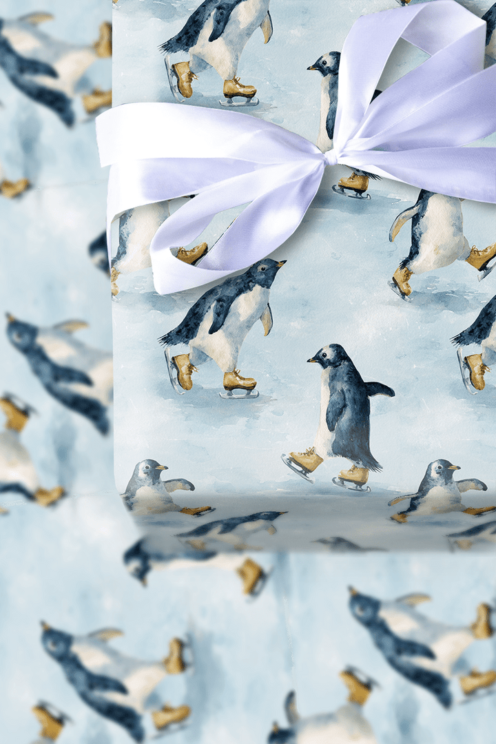 Penguin Pirouette - Wrapping Paper - Aspen & Arlo
