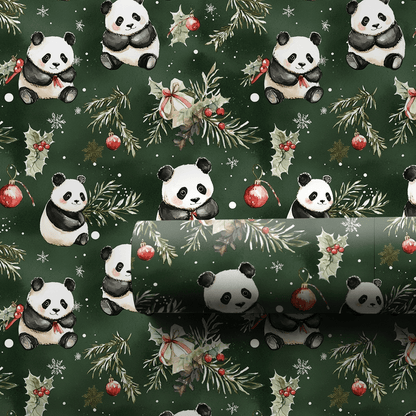 Holly Jolly Panda - Wrapping Paper - Aspen & Arlo