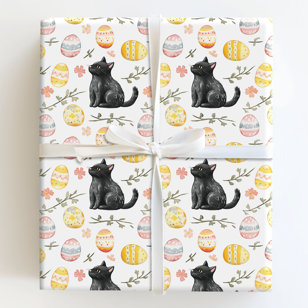 Easter Eggs with the Black Cat - Wrapping Paper - Aspen & Arlo