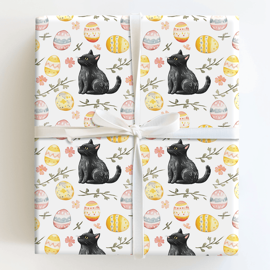 Easter Eggs with the Black Cat - Wrapping Paper - Aspen & Arlo