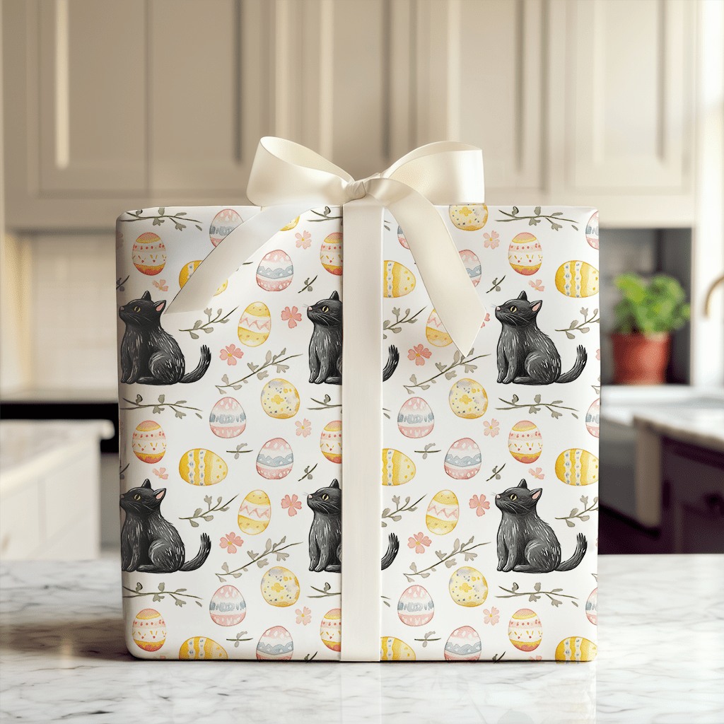 Easter Eggs with the Black Cat - Wrapping Paper - Aspen & Arlo