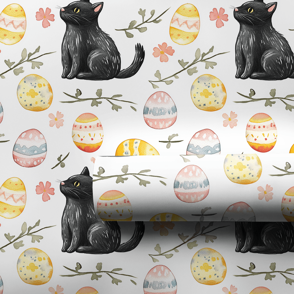 Easter Eggs with the Black Cat - Wrapping Paper - Aspen & Arlo