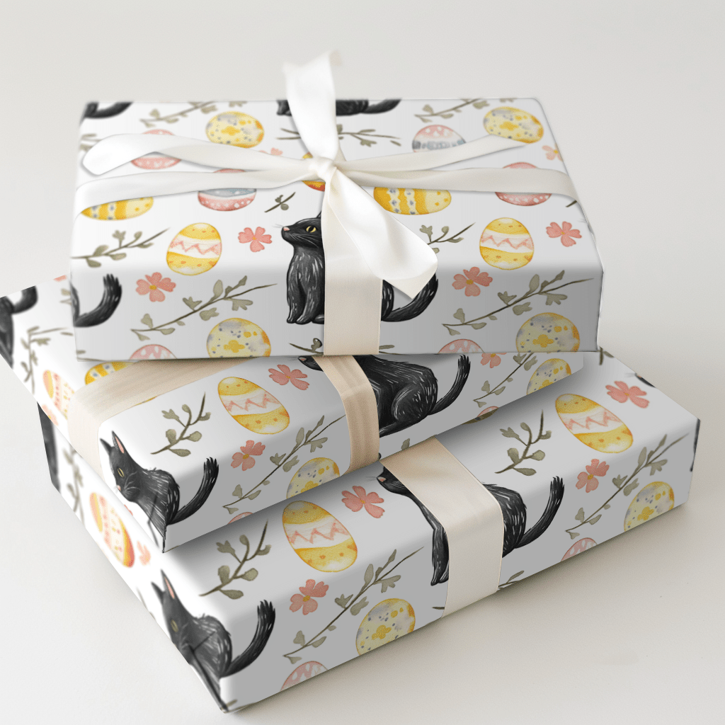 Easter Eggs with the Black Cat - Wrapping Paper - Aspen & Arlo