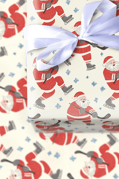 Hockey Santa - Wrapping Paper - Aspen & Arlo