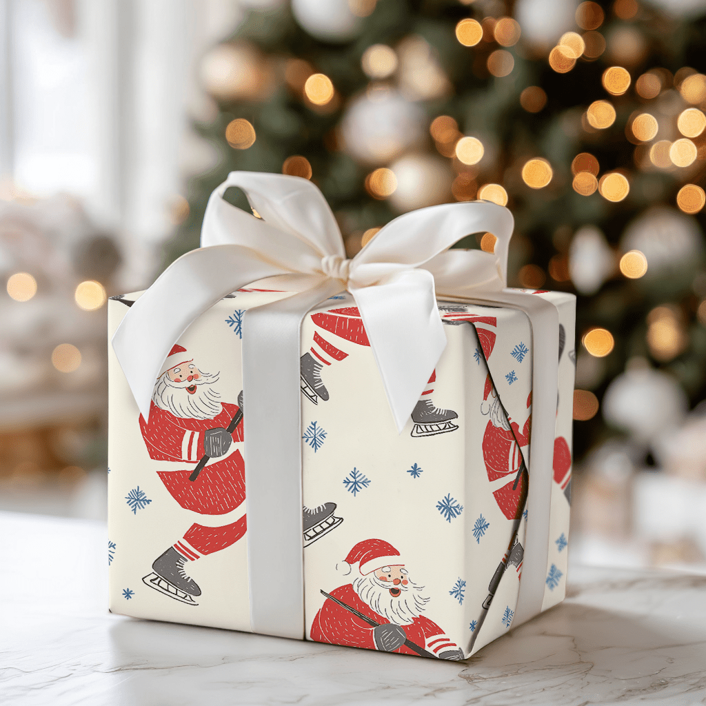 Hockey Santa - Wrapping Paper - Aspen & Arlo