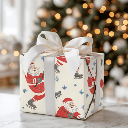 Hockey Santa - Wrapping Paper - Aspen & Arlo